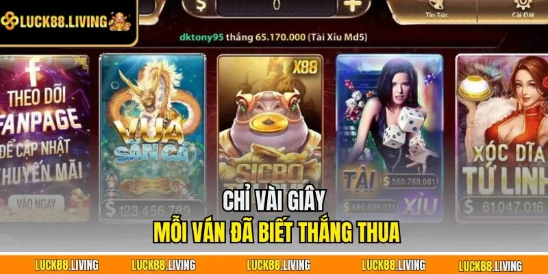 Chỉ vài giây mỗi ván đã biết thắng thua